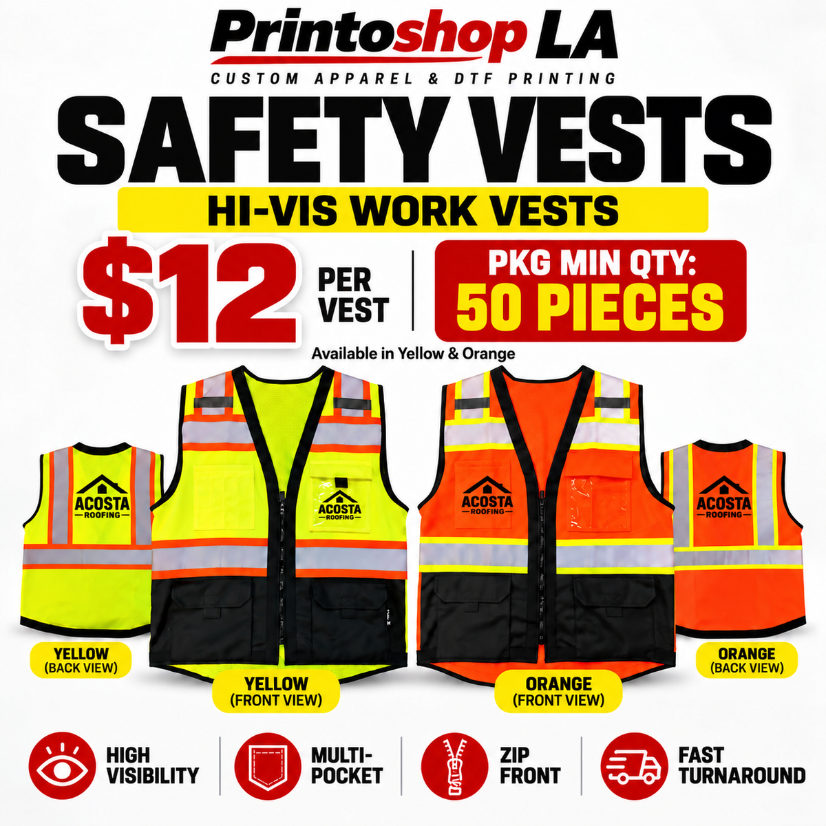 Custom Safety Vest (50 piece Minimum